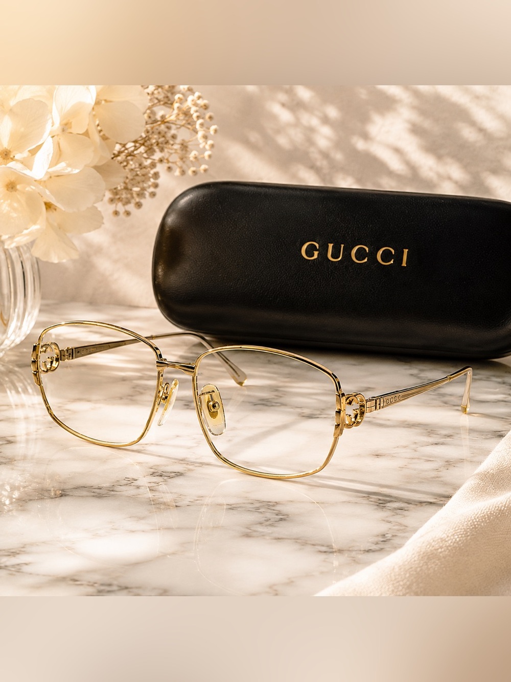 Gucci Eyeglasses Gold Metal Frame Prescription Lenses Italy 🇮🇹 Vintage